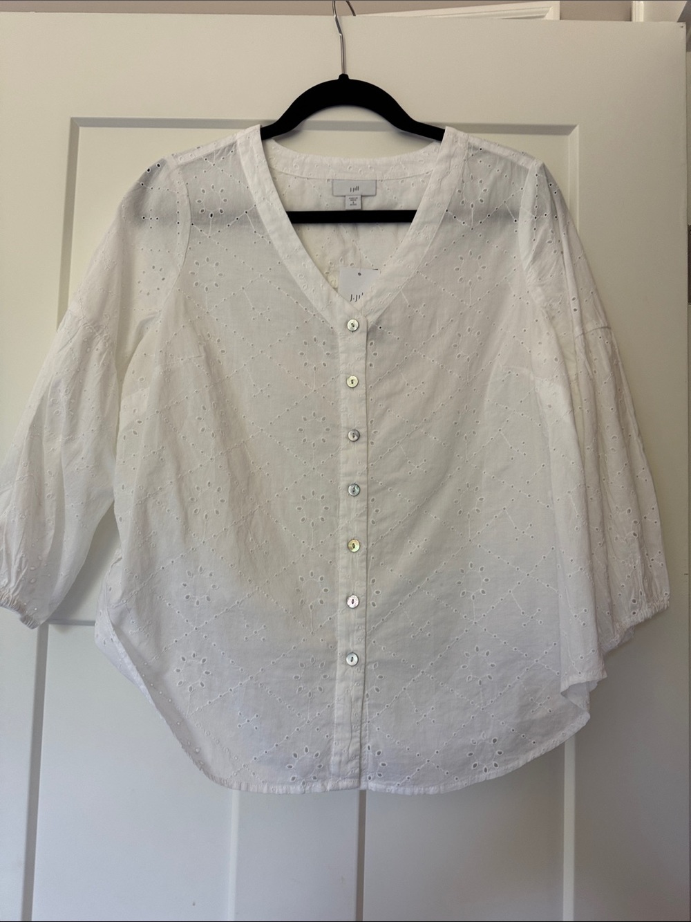 J. Jill White Eyelet Button-Front Blouse